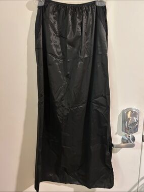 Black Satin Half Slip for Women-Vintage